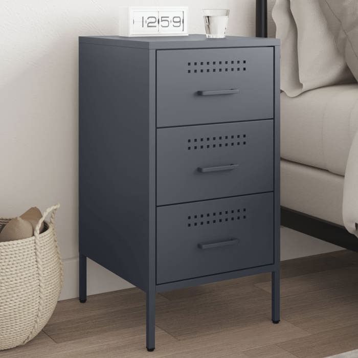 VidaXL Bedside Table, Bedside Cabinet with Legs, Nightstand with Drawers, Bedroom Nightstand, Anthracite 843082