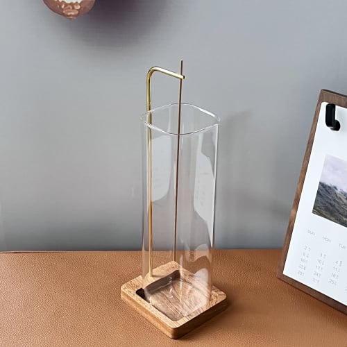 GreenGarden Square Glass Incense Holder, Stylish Glass Ash-Leak-Proof Incense Holder, Relaxing and Stylish Simple Decor for Home (Square Design, No En