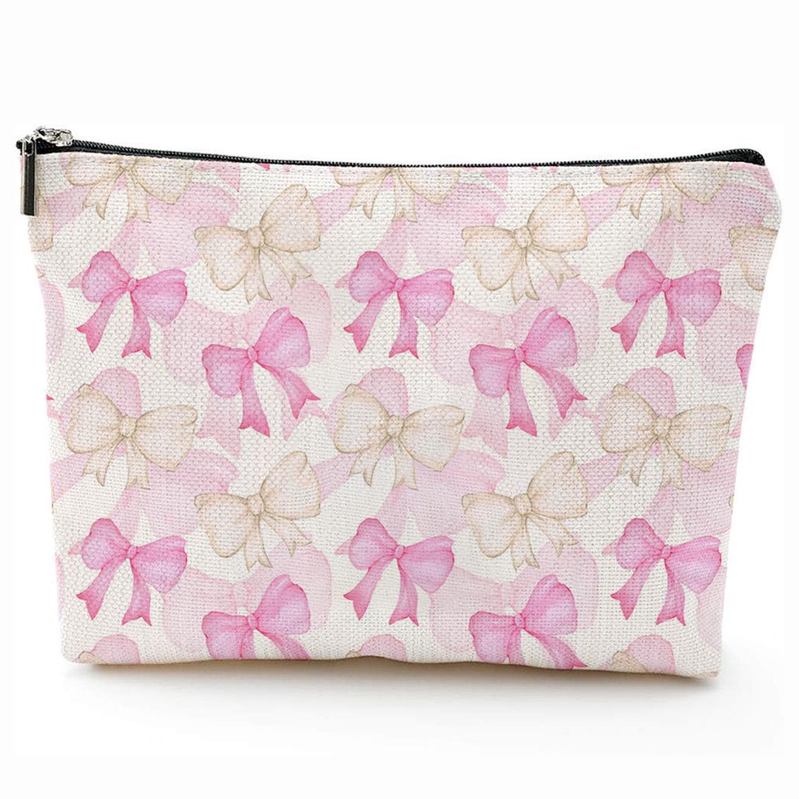 

Cute Bow Cosmetic Bag Women Quilted Makeup Organizer Bag Potable Toiletry Pouch Female Travel Storage Bag Large Capacity Clutch