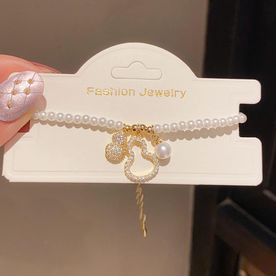 Zircon Pearl Gourd Charm Jewelry For Women Featuring Geometric Style And Light Luxury Appeal