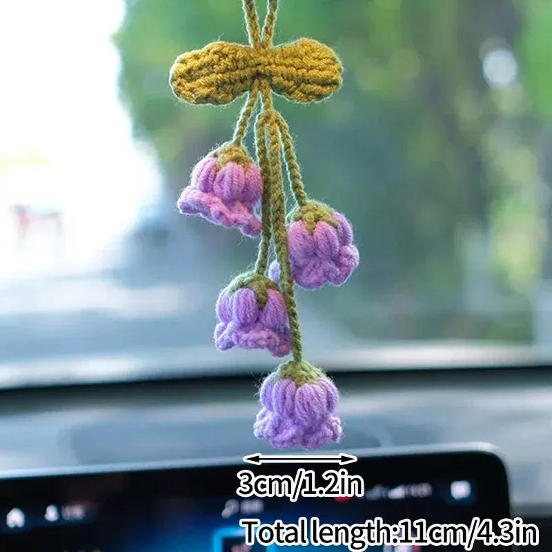 Crochet Flowers Woven Flowers Pendant Car Interior Hanging Decoration Hand Knitted Bags Decoration Handmade Key Pendants Household Decoration