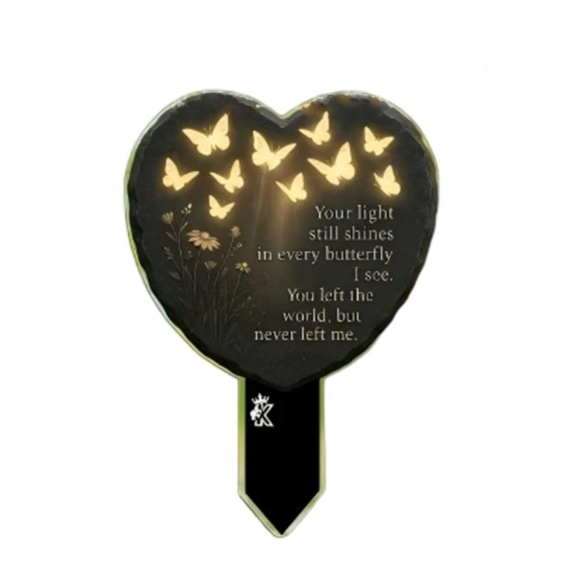Heart Memorial Plaque Stake Sympathy Grave Markers Acrylic Grave Stake Decorations for Cemetery Outdoors Yard Garden