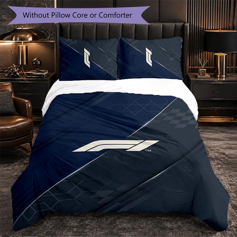 Set Biancheria da Letto 3 Pezzi in Microfibra con Motivo F1 Decorativo Copripiumino per Camera da Letto Uso Domestico