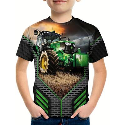 Kinderen vrachtwagen tractoren 3D-printen T-shirt jongenskleding baby meisjes tops auto tractor korte mouw kinderen shirt zomer jongens T-shirts