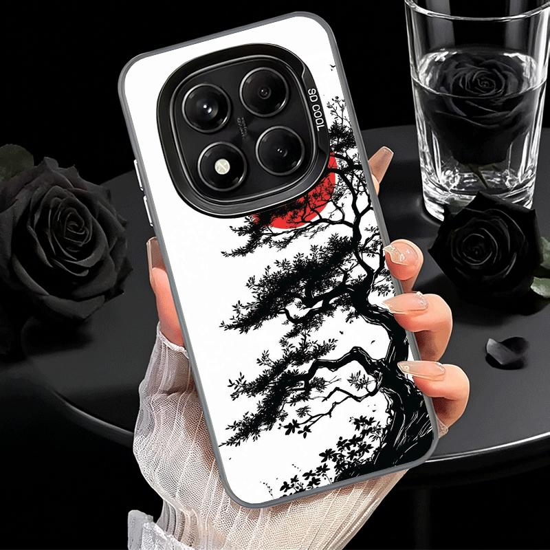 Japanese Minimalist Pine Tree Soft Phone Case for Xiaomi Redmi Note 13 14 15 Pro Plus 12S 12 11S 11 11T 10S 10 Shockproof Cover