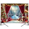 1pcs Winter Wonderland Christmas Background Cloth  Featuring Trees  Gifts  and Snowflakes  Suitable for Halloween