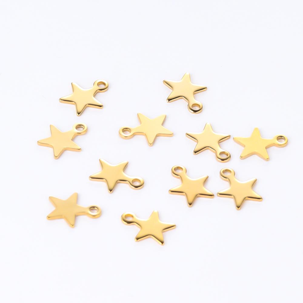 Semitree 20pcs Stainless Steel Small Star Pendant Flat Charms for DIY Jewelry Making Necklace Decoration Bracelet End Tail Charm