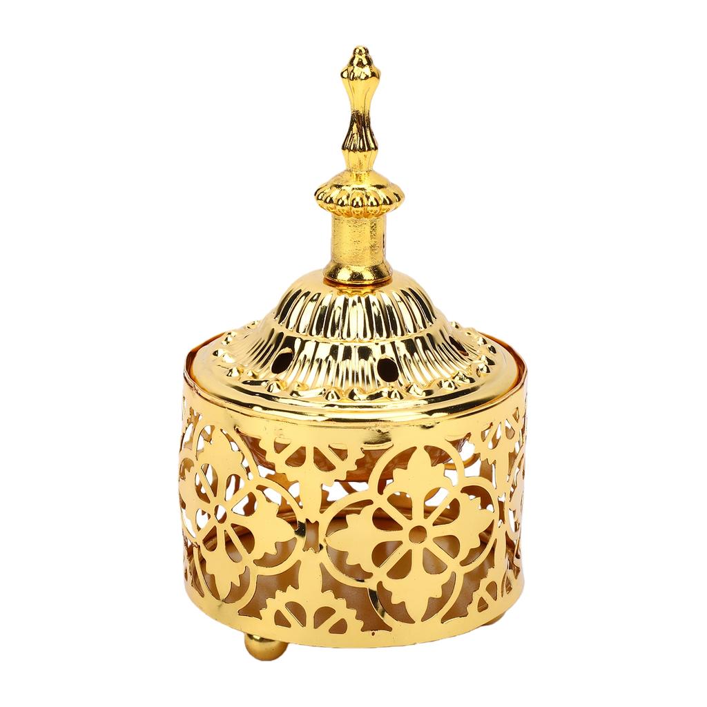 Arabic Incense Holder Pot Vintage Decorative Candle Stand for Home Tabletop Decoration Zinc Alloy Gold Style 1