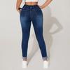 High Waist Stretch Denim Jeans für Damen mit Kordelzug Taille Bleistifthose Pantalones De Mujer