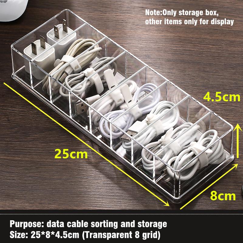 5 Sizes Multifunction Headphone Data Cable Charging Cable Organizer Transparent Data Cable Organizer With Lid Desktop Stationery