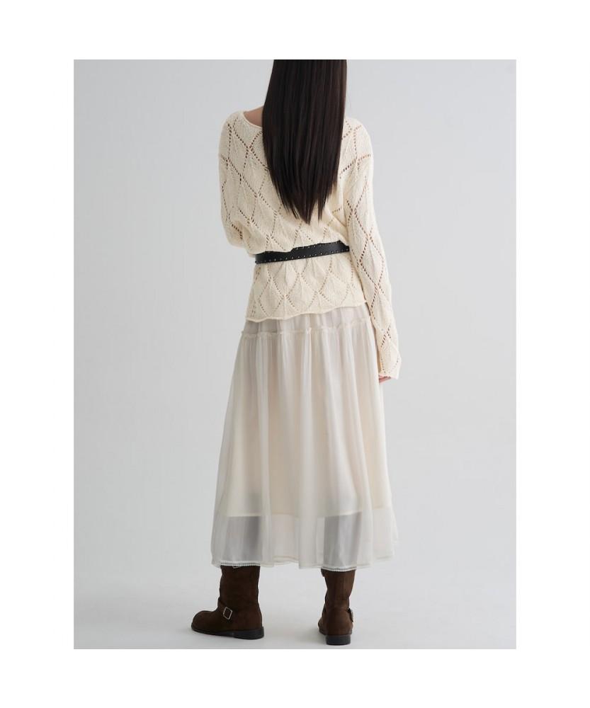 8SECONDS Crochet Long Sleeve Pullover Beige
