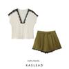 Kaslead New Women Clothes Western Style Silk Satin Texture Shirts Leisure Shorts 8418896 8358399