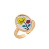 Colorful Flower Bird Butterfly Adjustable Copper Open Ring