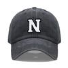 Vintage Washed Cotton Dad Hat Baseball Cap - 2-Tone A-Z Initial Embroidery Adjustable Unisex Team Cap for Men Women