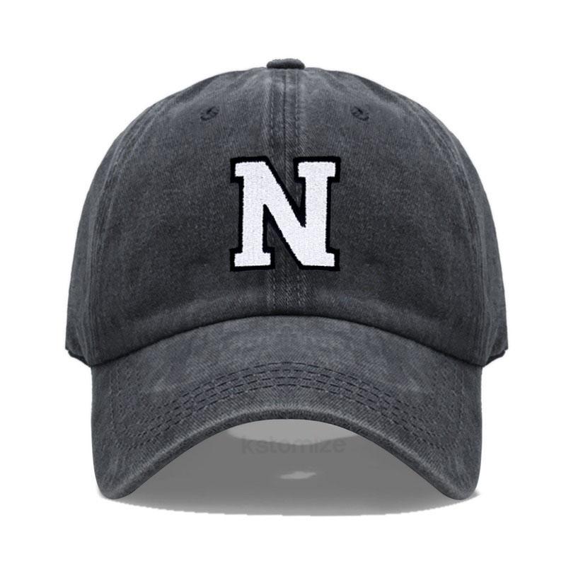 Vintage Washed Cotton Dad Hat Baseball Cap - 2-Tone A-Z Initial Embroidery Adjustable Unisex Team Cap for Men Women