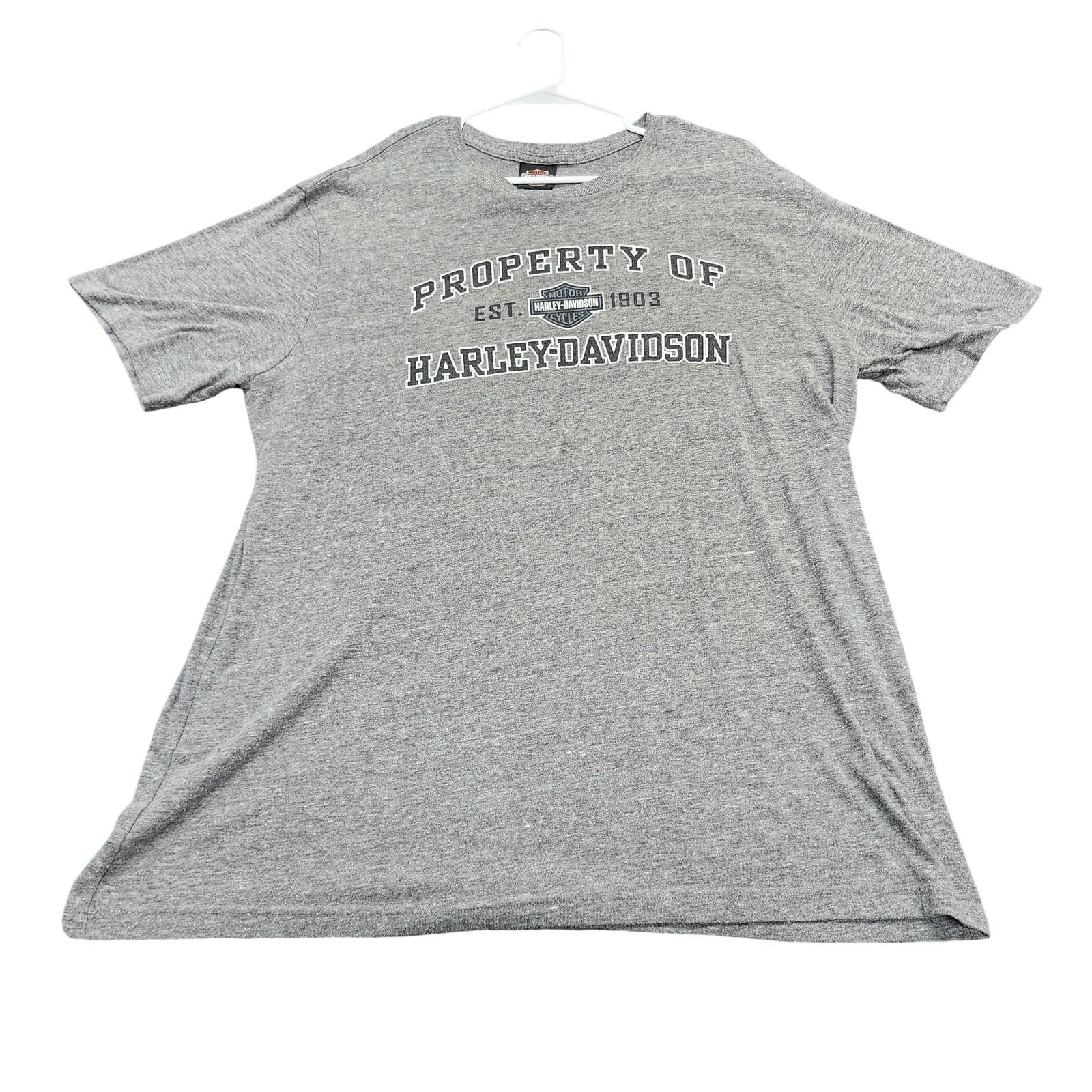 Harley-Davidson Shirt Mens 2XL Gray Property Of Graphic Tee Pawtucket RI Biker Unisex T-Shirt XL