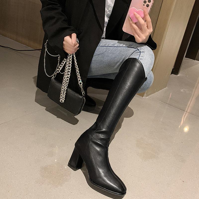 White Boots High Boots Women's New Shoes Women's Small High Heels Autumn and Winter Boots Long Boots Women
