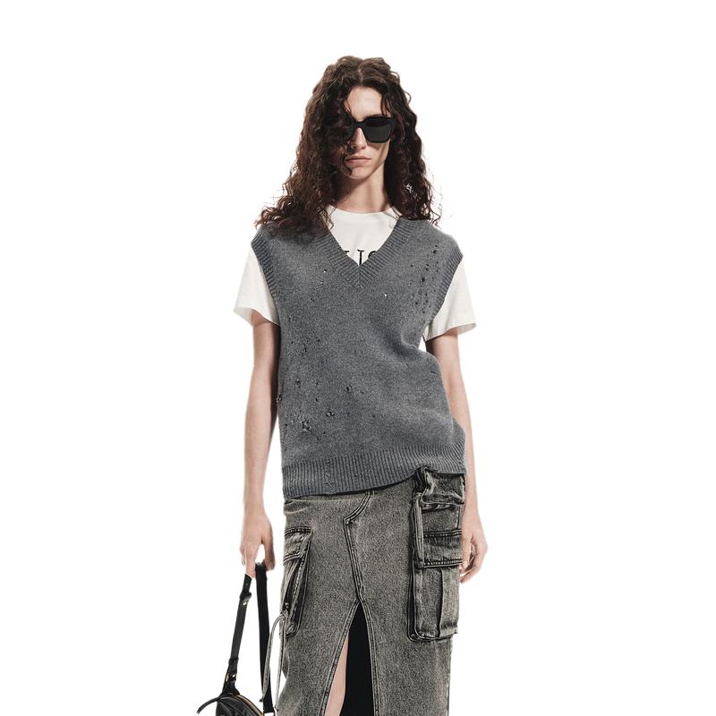 

MO&Co. Свитер из шерсти и кашемира с эффектом потертости и V-образным вырезом M 165