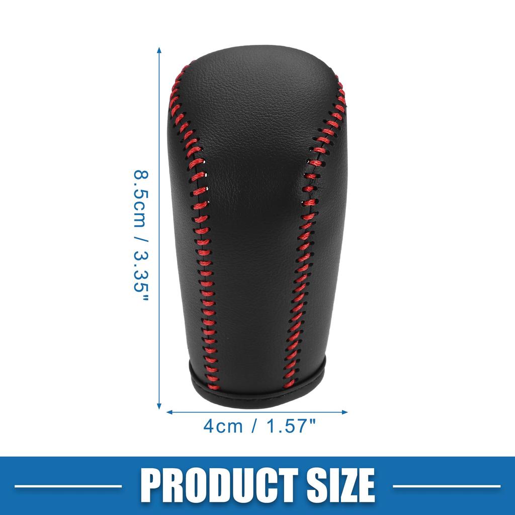 A ABSOPRO Car Gear Shift Knob Cover Auto Derailleur Lever Trim for Mazda CX-5 2017-2022 Faux Leather Black Red Stitching