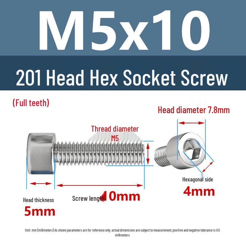 Yigu 201 Stainless Steel Cup Head Hexagon Screws and Bolts - M3, M4, M5, M6