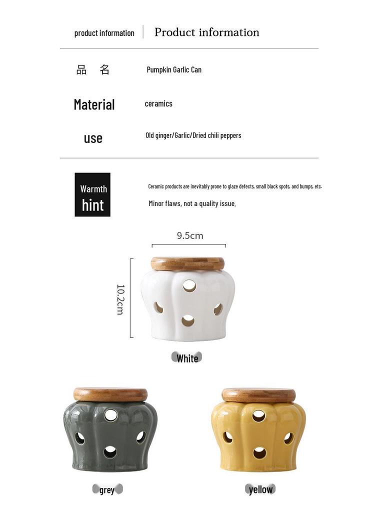 Creative Ceramic Storage Jar with Ventilation for Garlic, Ginger, and Chili Peppers