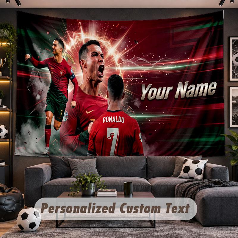 Wall Hanging Tapestry Custom NameCristiano Ronaldo Pattern Personalized Printed Fabric Wall Decor