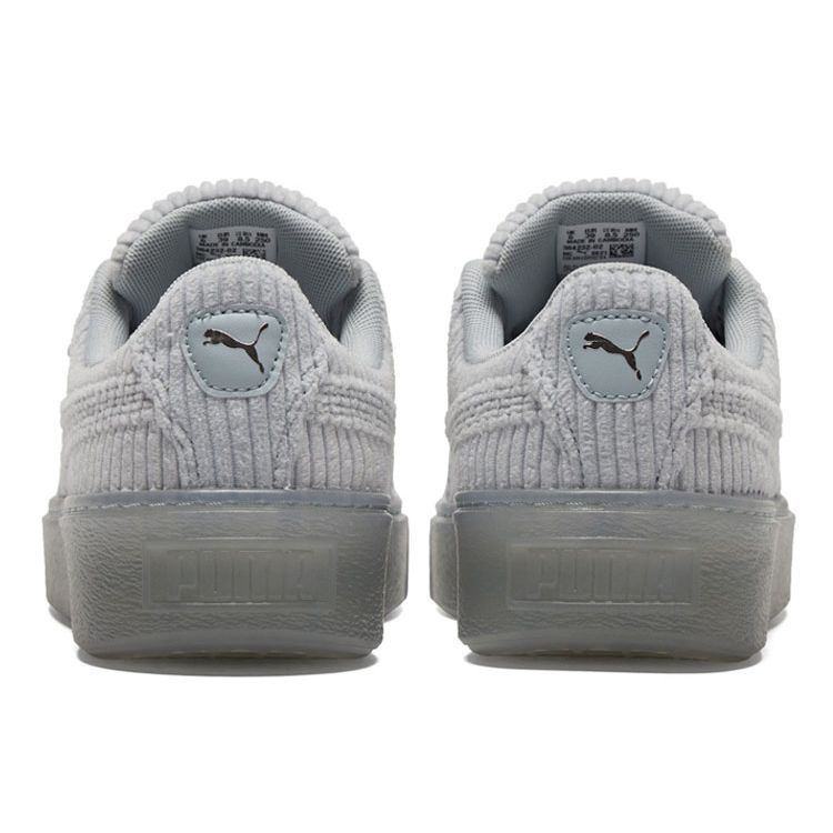 Puma Basket Platform Fabric Synthetic Leather Low Top Sneakers Women Sneakers Gray 384232-02