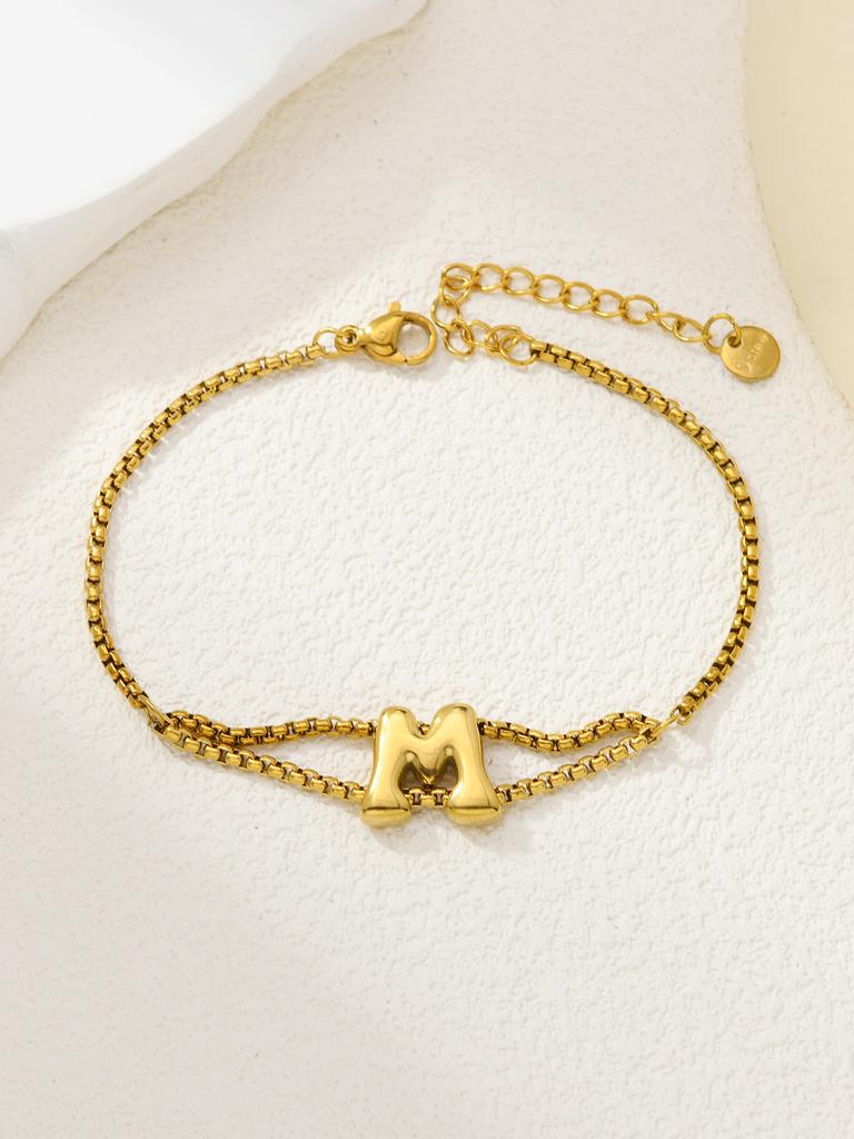 New stainless steel wholesale 26 English letters double-layer ring gold-plated bracelet