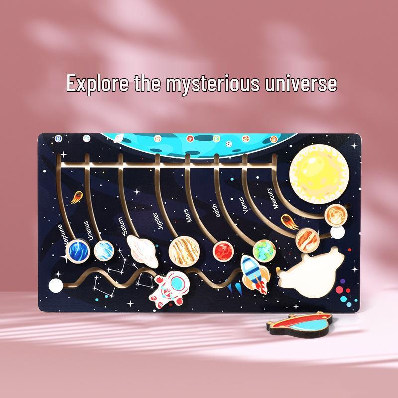Wooden Solar System Puzzle: Children's Educational Toy with Eight Planet Matching Board