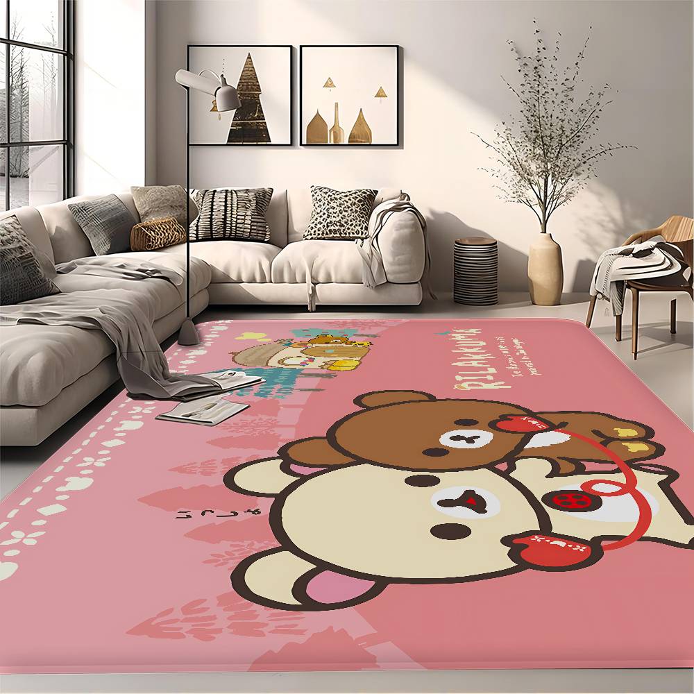 Kawaii Rilakkuma Bear Room Mats Washable Non-Slip Living Room Sofa Chairs Area Mat Kitchen Alfombra