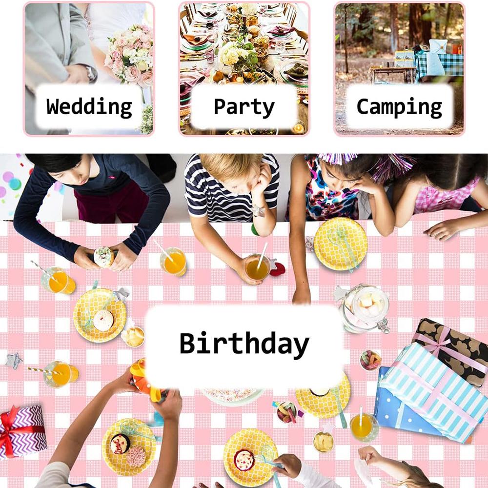 1/3pcs Disposable Checkered Tablecloth Plastic Rectangle Party Table Cover Picnic