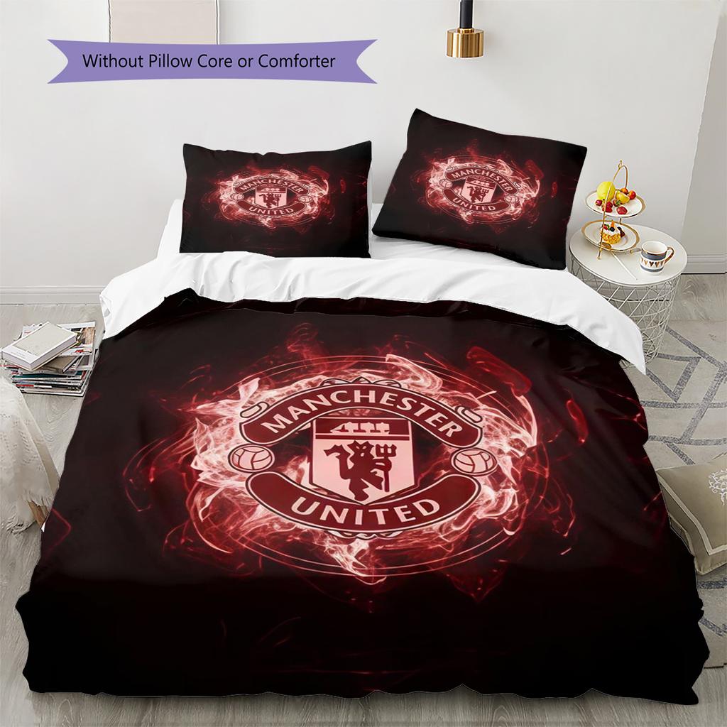 Set Lenzuola Trapunta Manchester United Copripiumino Federa Decorazione Casa Regalo di Compleanno (1 * copripiumino + 2 * federa, senza nucleo)