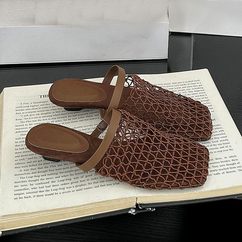 Fashion Ladies Wedges Slippers Sandals Shoes With Low Heel Fashion Mesh Female Wedges Summer Beach Slides Slippers Shoes For Women Mules