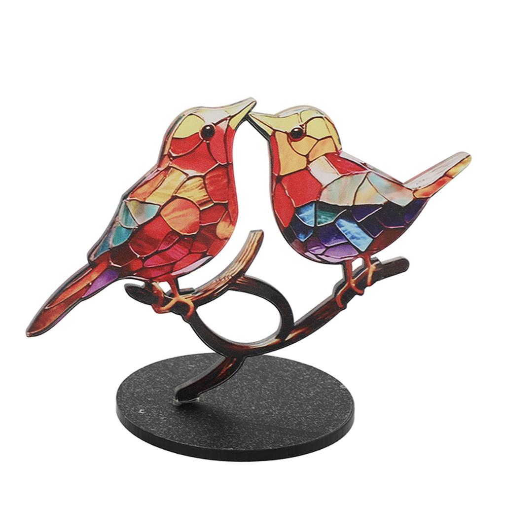 Ornamenti Uccelli su Ramo Artigianato Acrilico Colorati Vivaci Piatto Statua Animale Decorazione per Desktop Ufficio Casa