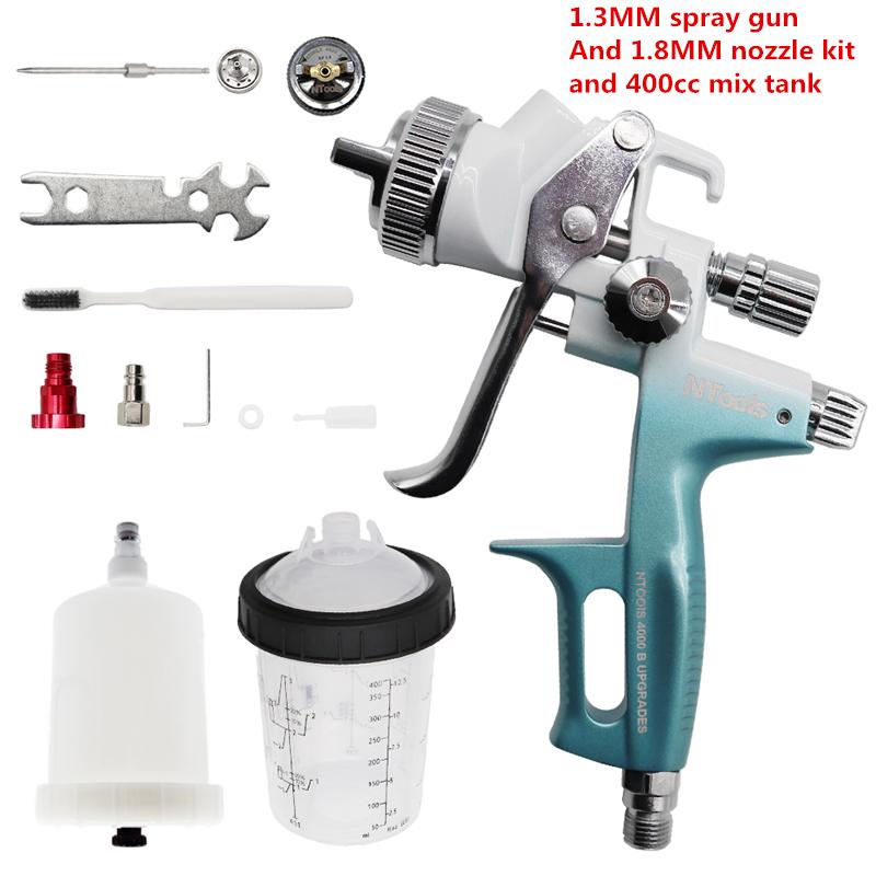 

Насадка для краскопульта 1,3 и 1,8 мм с 400 куб. см. баком для смешивания и адаптером для автомобильного краскопульта, распылитель лака и краски HVLP 4000B Air Spray Gun