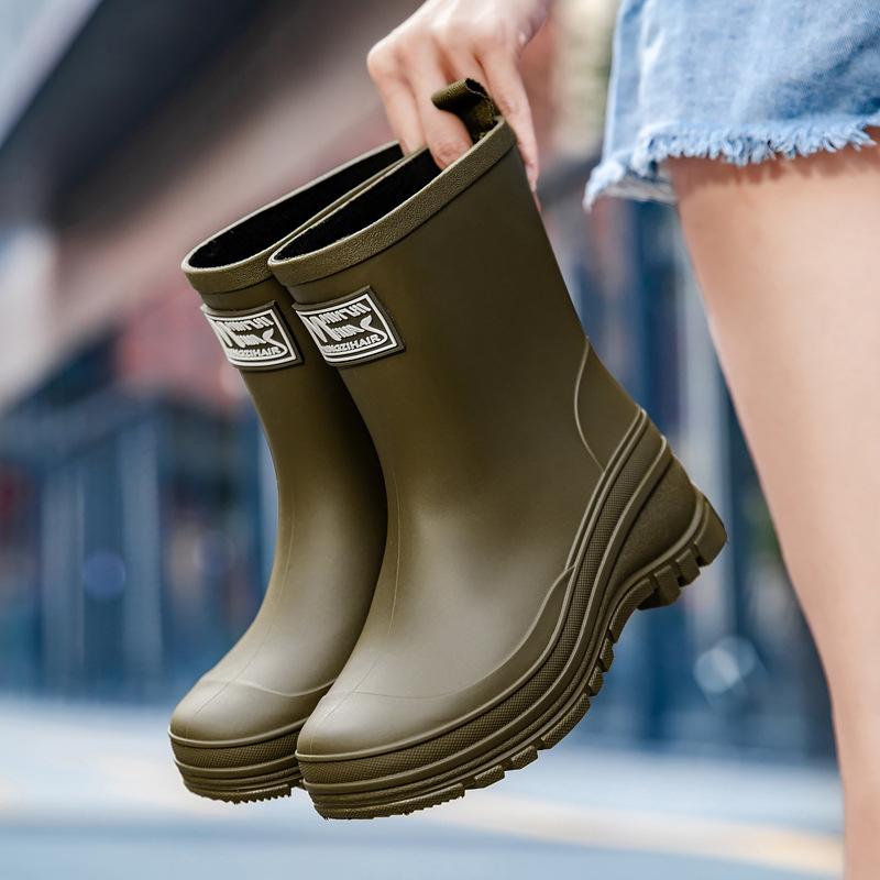

Стильные и простые школьные резиновые сапоги женские водонепроницаемые и нескользящие водонепроницаемые сапоги износостойкая верхняя обувь кухонные рабочие рукава женская обувь 41 армия зеленый