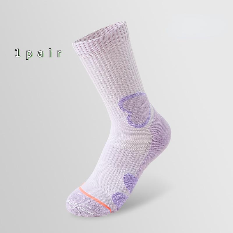 

Размер 35-39, женские однотонные носки до середины икры на весну и лето для бега, профессиональные спортивные носки с полотенцесушителем One-size фиолетовый