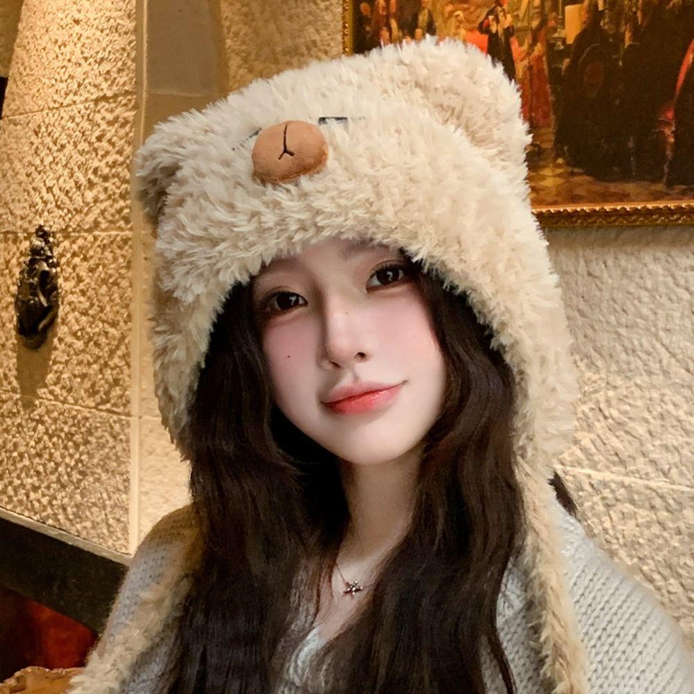 Cartoon Capybara Pullover Hat Kawaii Warm Cap Sweet Woolen Hat  Outdoor