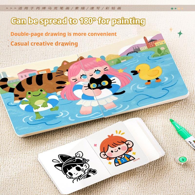 Mini Square Watercolor Journal Drawing Book Sketchbook Sketch 230g/ 58 Sheets Watercolor Paper Painting Book Travel Art Painting
