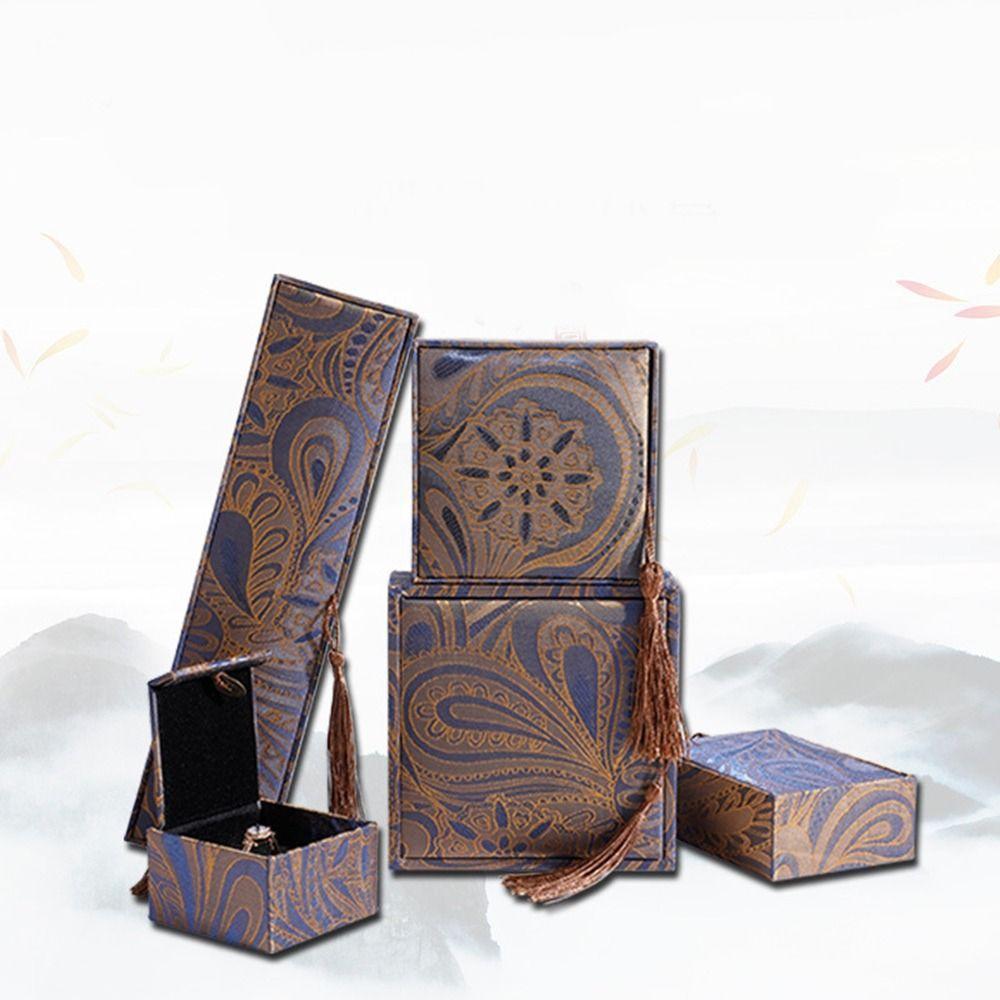 Rectangular Tassel Jewelry Box Chinese Style Ring Gift Box Portable Jewelry Packaging Box Pendant