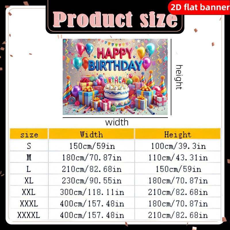 2D Flat Birthday Party Banner Polyester Photography 2D Background Cloth Flag Holiday Party Birthday Decoration