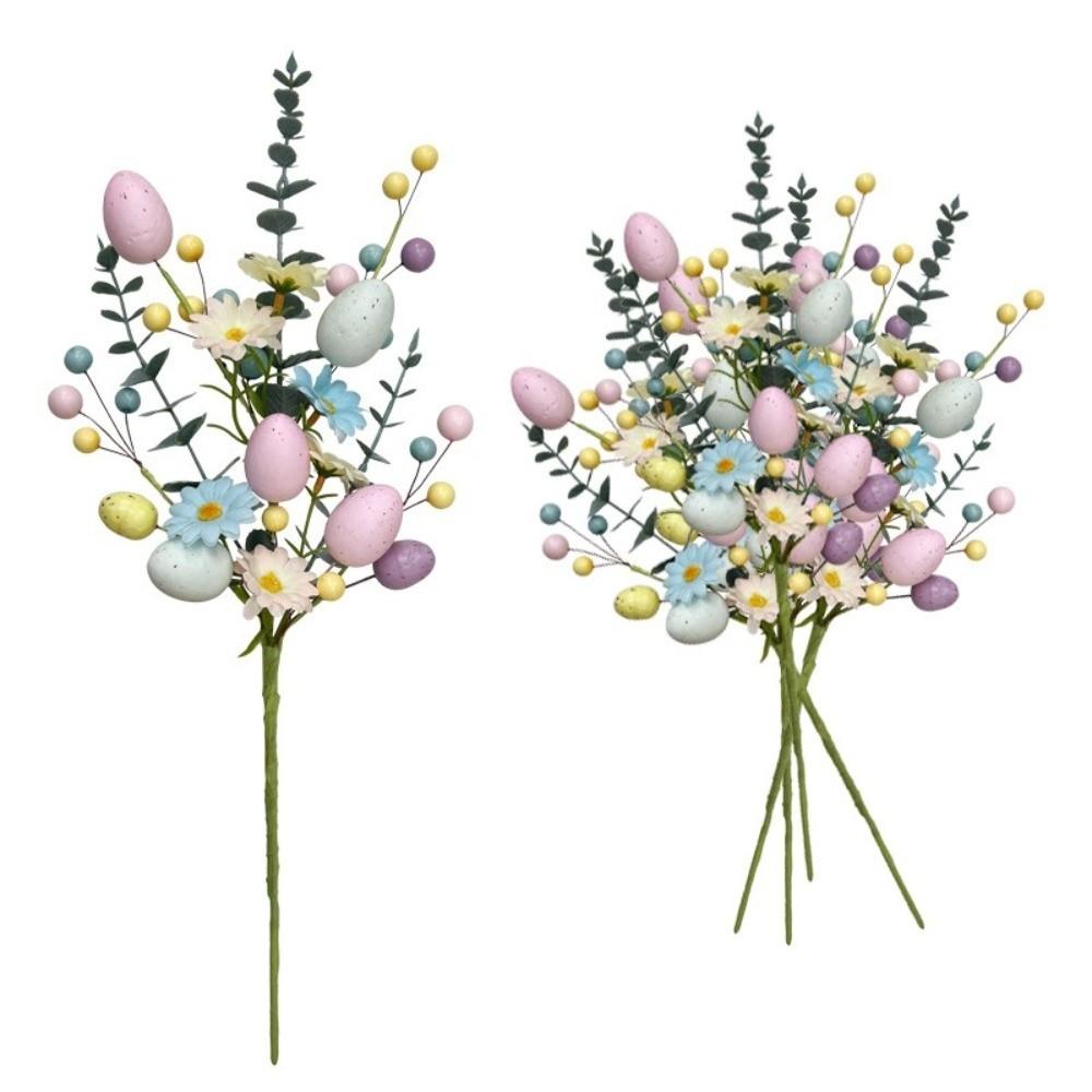 Plastic Easter Egg Floral Stems Colorful Foam Floral Arrangement Artificial Flower Bouquet DIY Easter Egg Branches Home Decor