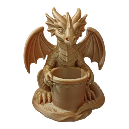 Flowerpot with Built-in Drainage Holes, 3D Printed Dragon Shape Pen Holder, Outdoor Flower Pot for Small Green Plants