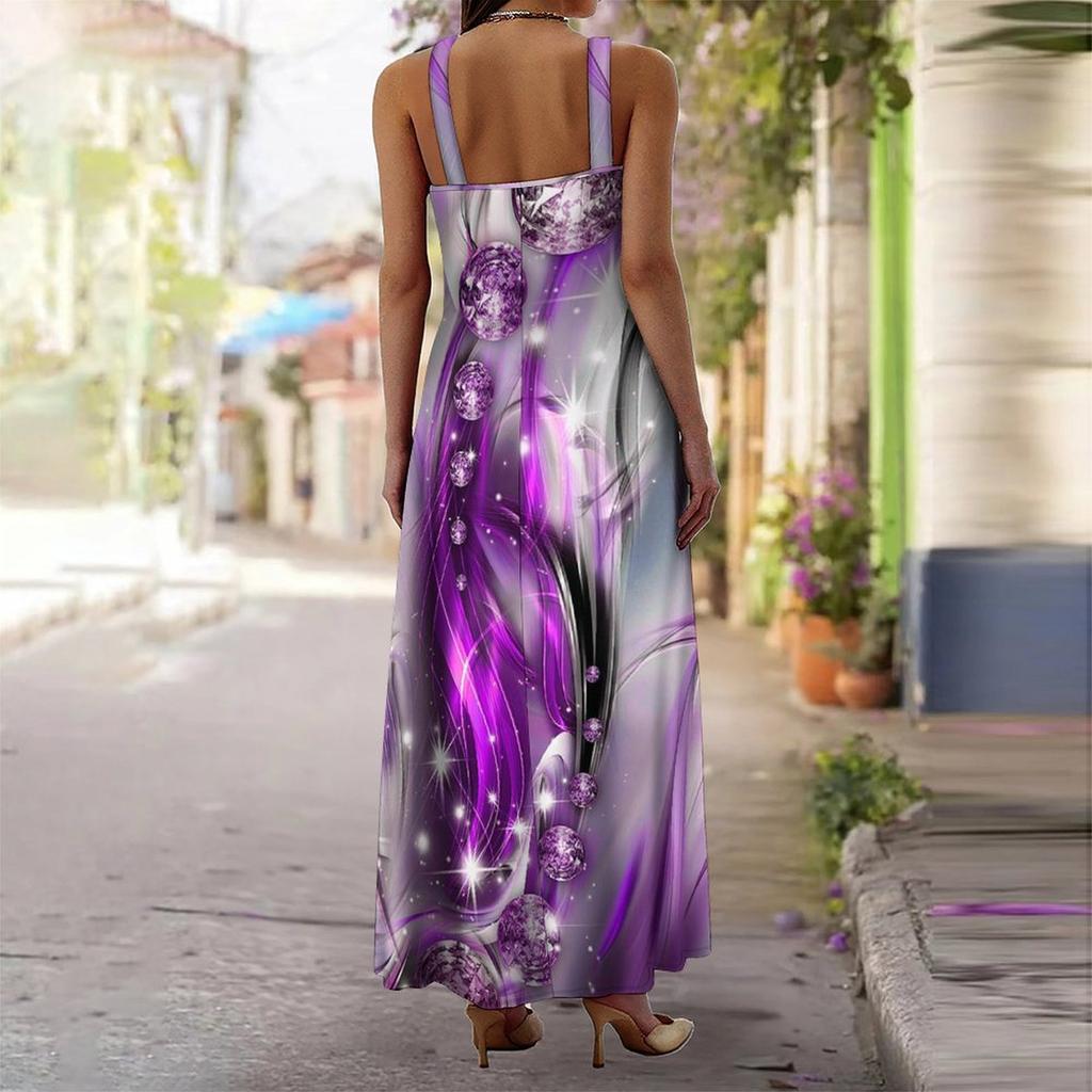 Women's Slip Dress Maxi Long Dress Gemstone Pattern Print Dress Spring & Summer Leisure Vacation