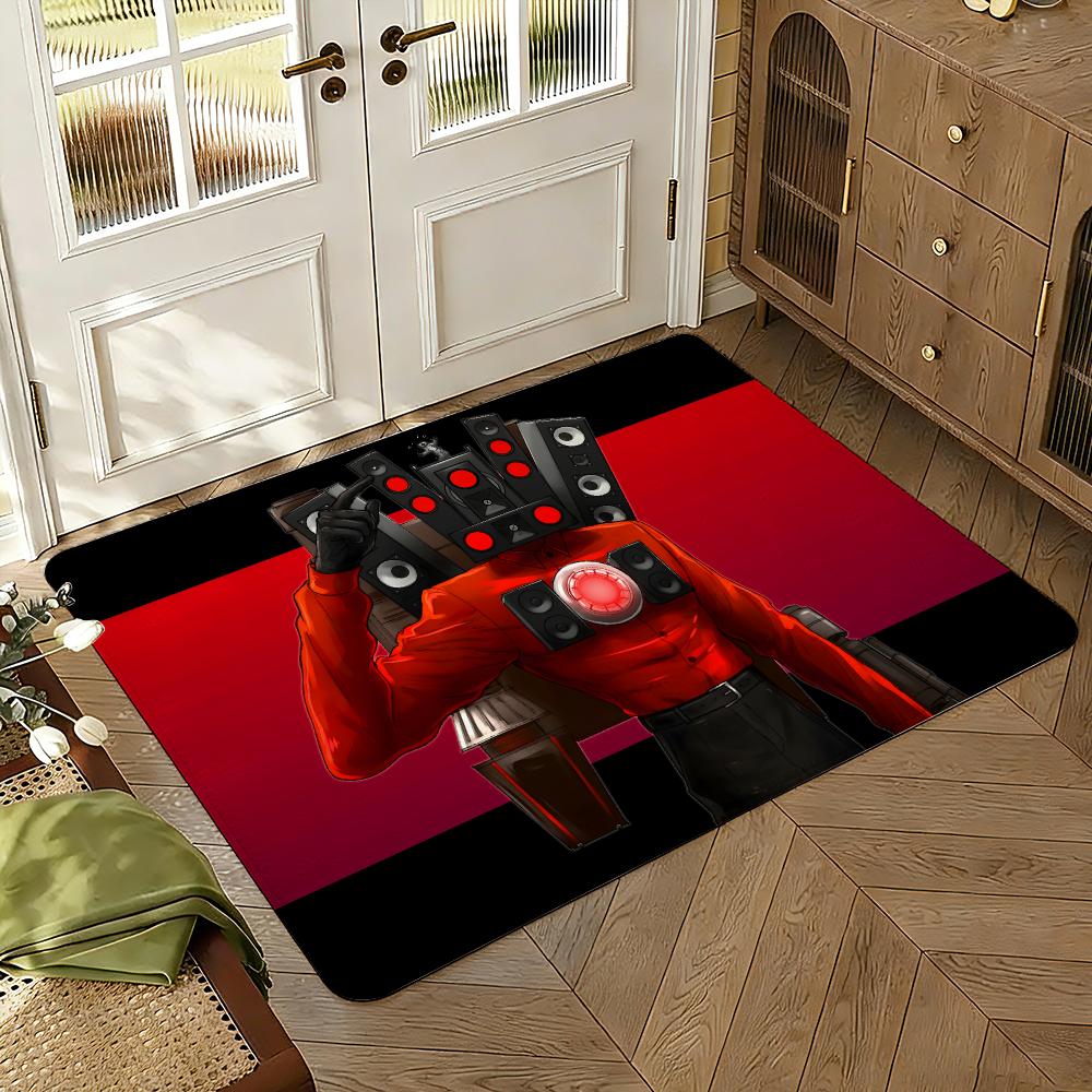 Cartoon S-Skibidi T-Toilet Floor Mat Soft Thickened Absorbent Non-Slip Bedroom Living Room Door Mat Home Decor Flannel Rugs