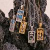 18K Gold-Plated Stainless Steel Tarot Card Necklace - European & American Retro Style