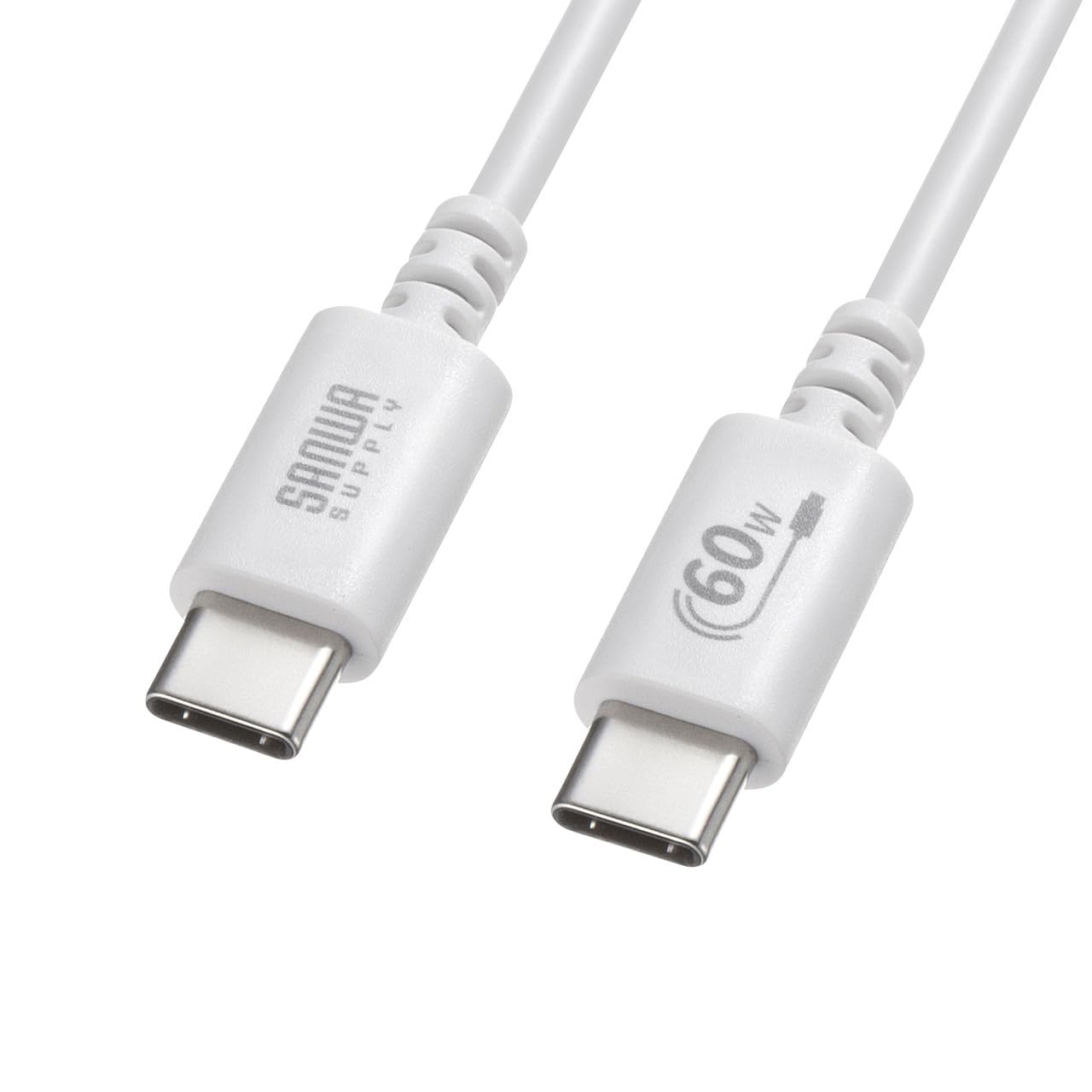 

USB-кабель Sanwa Supply 2.0 Type-C (PD60W/0.5м/Белый) KU-CCP6005W
