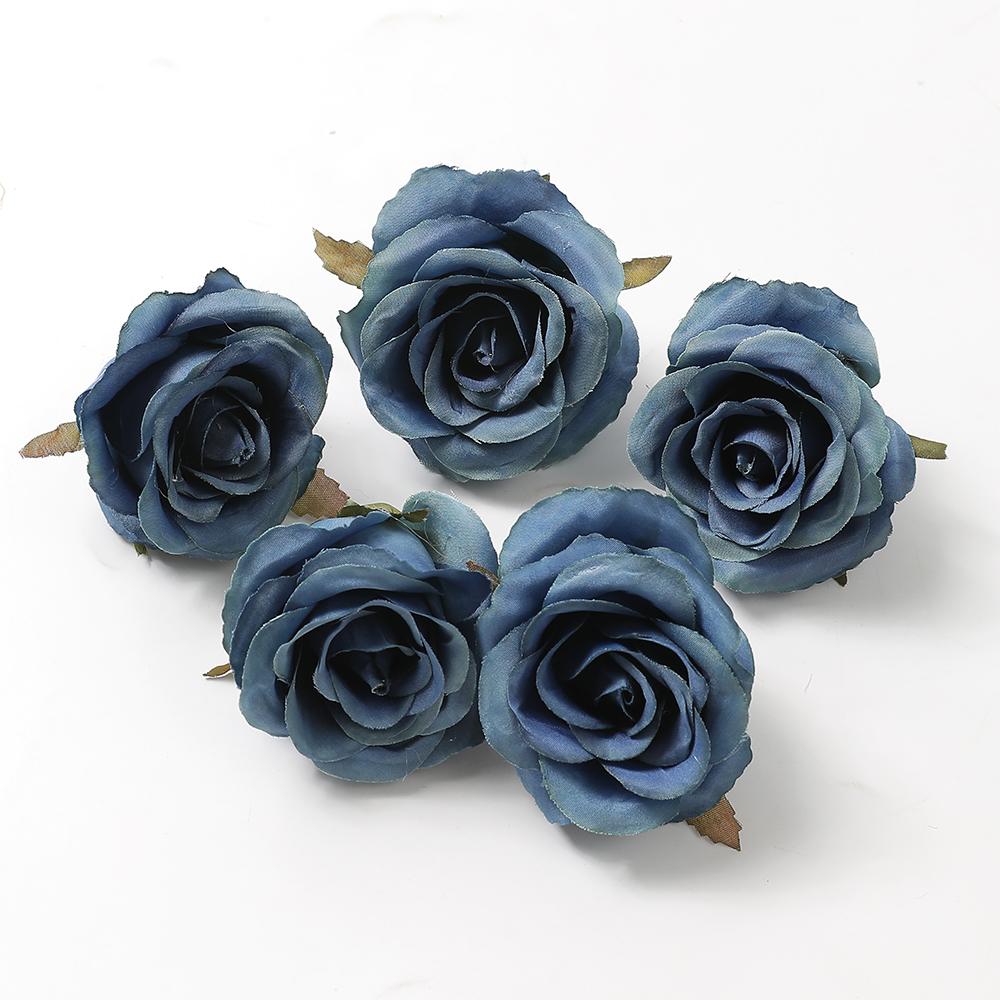 

5 шт. Смешанные синие искусственные головки цветов для свадебного украшения, домашнего декора, DIY, поздравительные надписи на день рождения, рождественский венок, поделки, искусственный цветок 5pcs