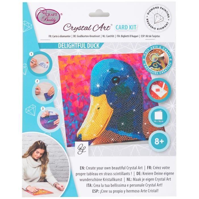 Diamond Painting Kit - Crystal Art - Duck Card - 18 X 18 Cm - For Children - Mixed