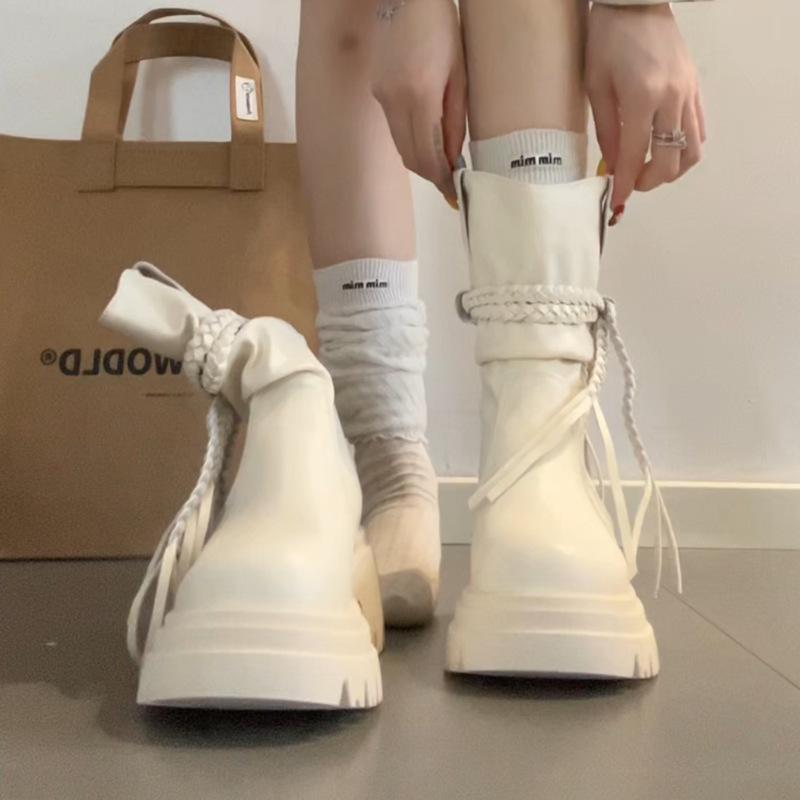 2025 Autumn and Winter Simple Wasteland Wind Fringed Knight Boots Fashion Thick Heel But Knee Fashion Boots Women's Thin Medium Boots